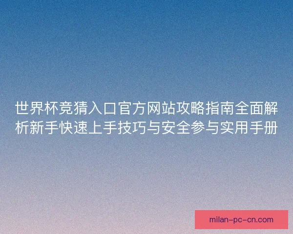 世界杯竞猜入口官方网站攻略指南全面解析新手快速上手技巧与安全参与实用手册